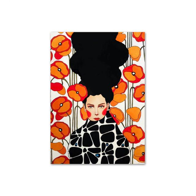 Vintage Plakát Abstraktní Dívka Vlasy Květina Pták Tisk Barevné Nástěnné Umění Severské Plátno Malba Nástěnné Obrázky pro Dekoraci Obývacího Pokoje Bez Rámu