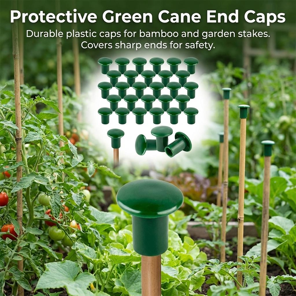 Garden Plant Support Sticks With Safety Caps For Vine And Bamboo Fixing Safe Edge-Protection