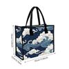 Vintage Wave Pattern Tote Bag Portable Casual Daily Shopping Shoulder Bag