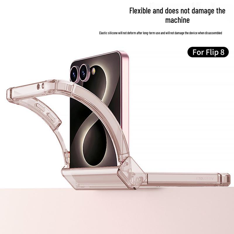 Samsung Galaxy Z Flip 8 Transparent Airbag Case with Rotating Shaft and Full Coverage