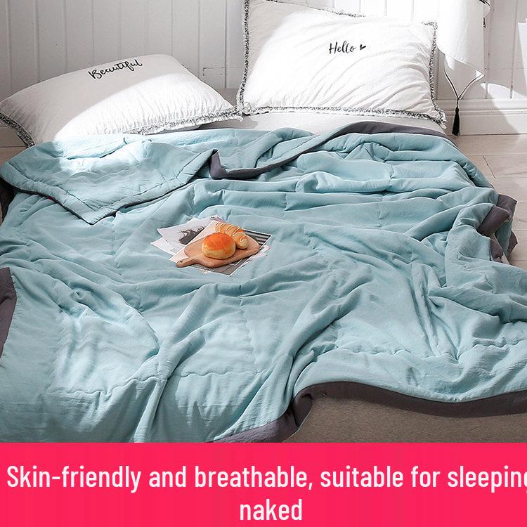 Machine-Washable Cotton Quilt – Cool, Lightweight Summer Quilt for Kids and Dorms, Single/Double, Suitable for Spring to Autumn.