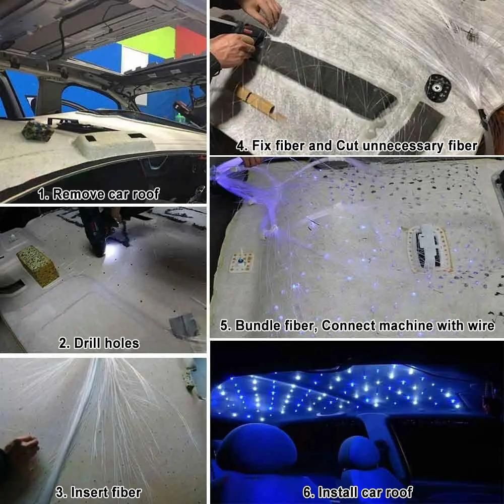 Car Roof Star Light Starry Sky Light RGBW APP Music Remote Control Starry Sky Ceiling Fiber Optic Interior Atmosphere Decorative