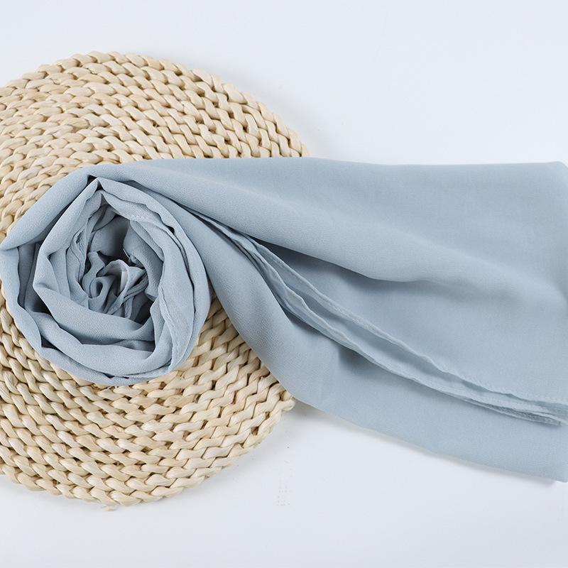 Damen einfarbiger Perlen-Chiffon-Bubbleschal, langer Seiden-Kopfschal, 70x180cm, nahöstlicher Stil