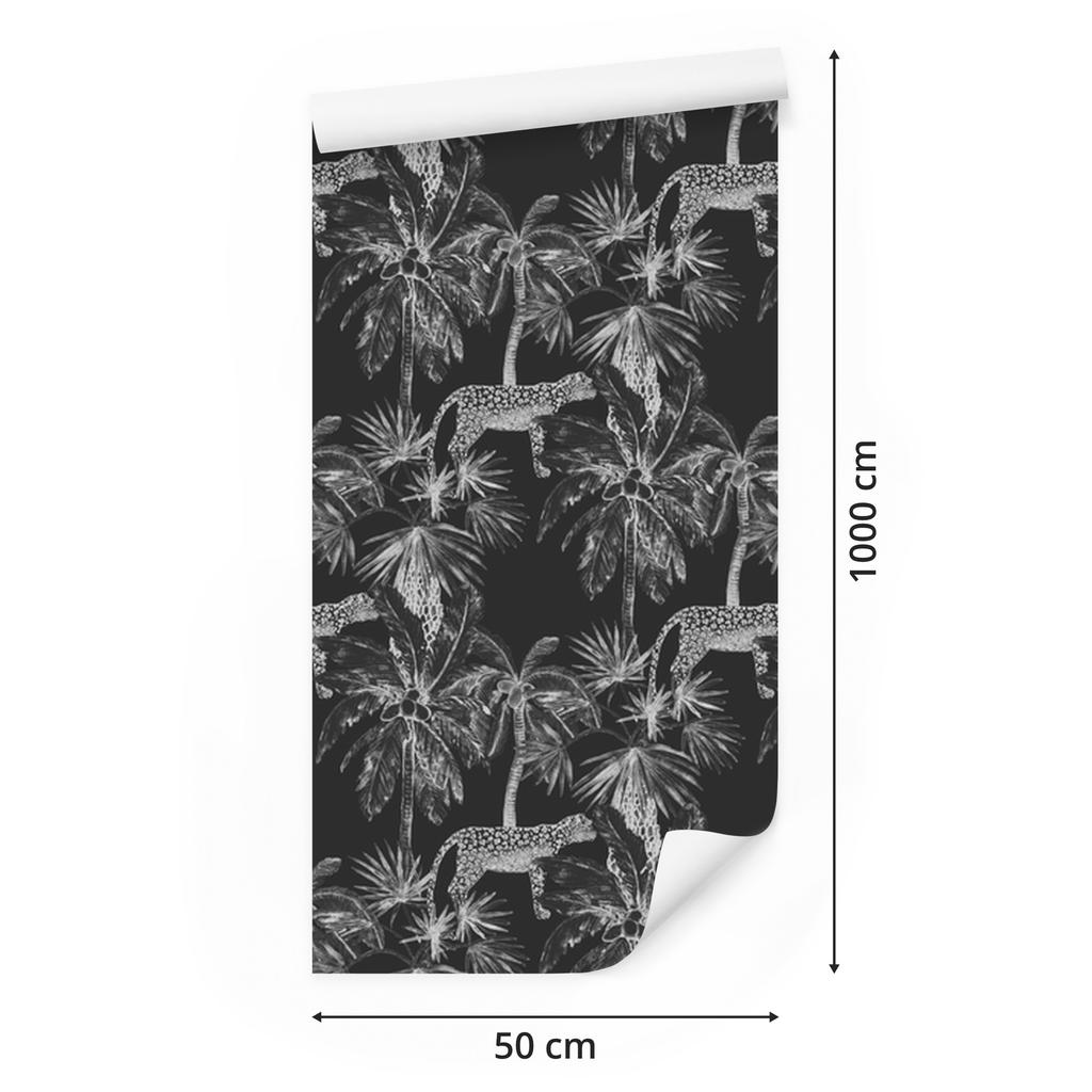 Wild Cats and Palm Trees Wallpaper for Living Room and Bedroom 50x1000
