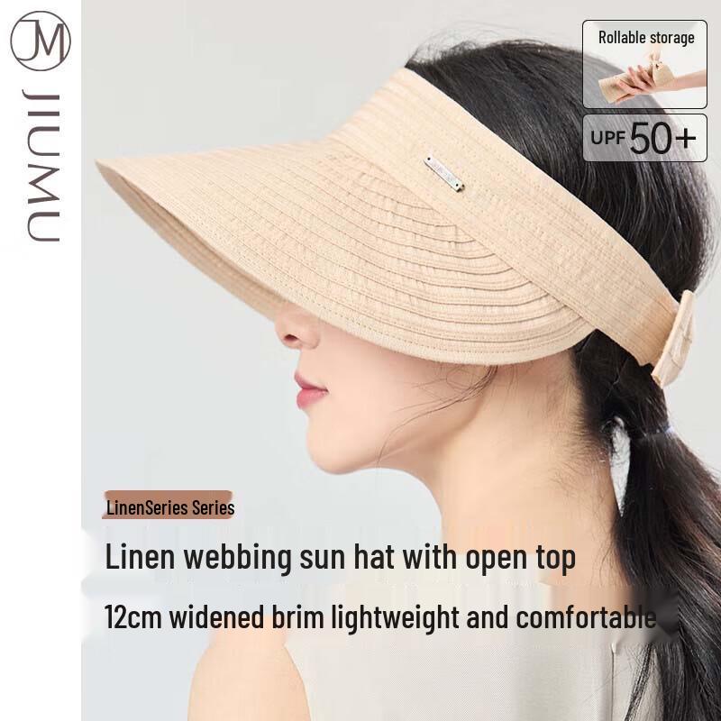 JIUMU Women's Foldable Linen Open-Top Sun Hat (CL021)