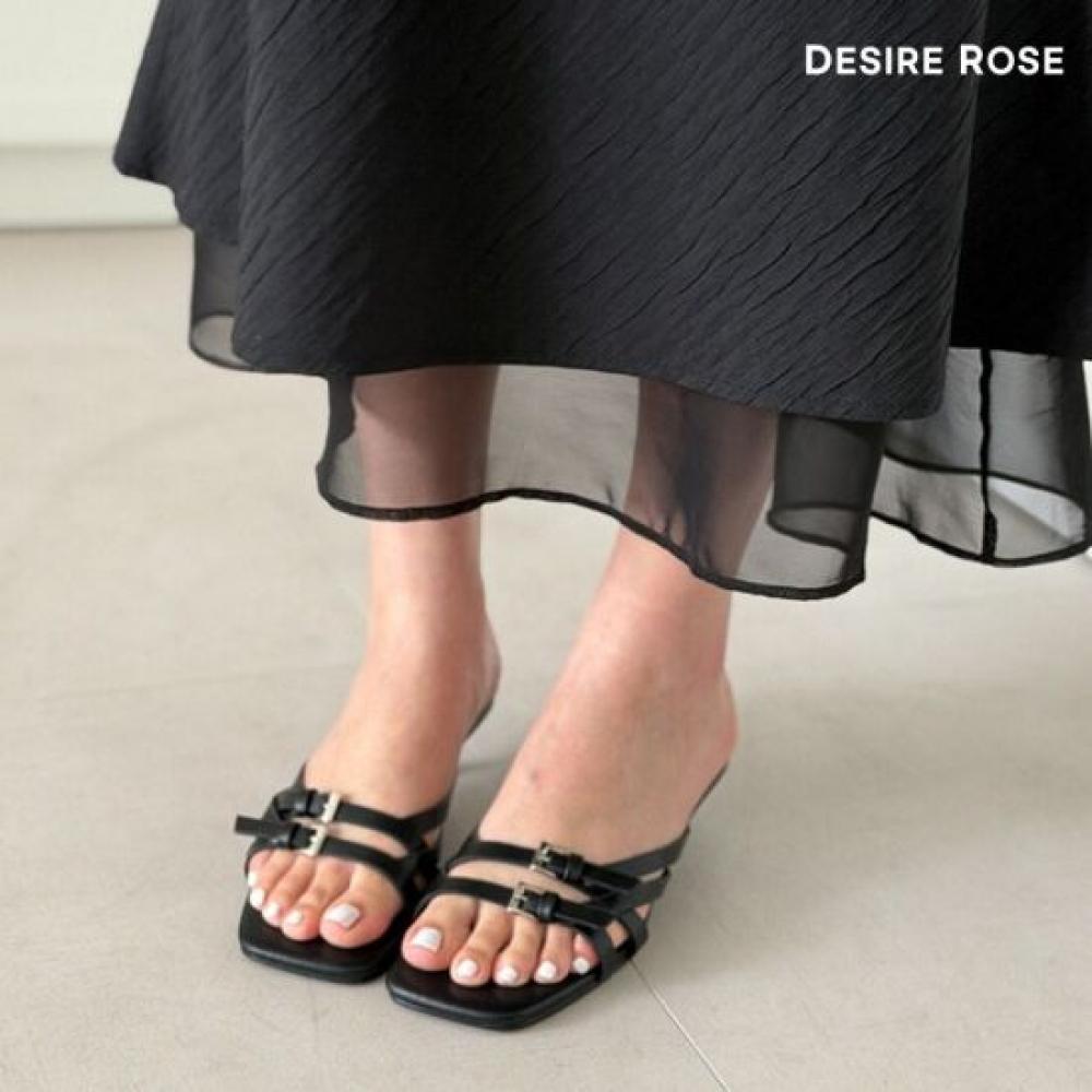 Женские кожаные шлепанцы на каблуке Desire Rose с квадратным носком, 8 см