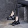 Fashion 7.5CM Genuine Leather Shoes Cow Thick Soled Women Moccasins Mary Jane British Platform Wedge Comfy Rubber Slip On Spring Summer
