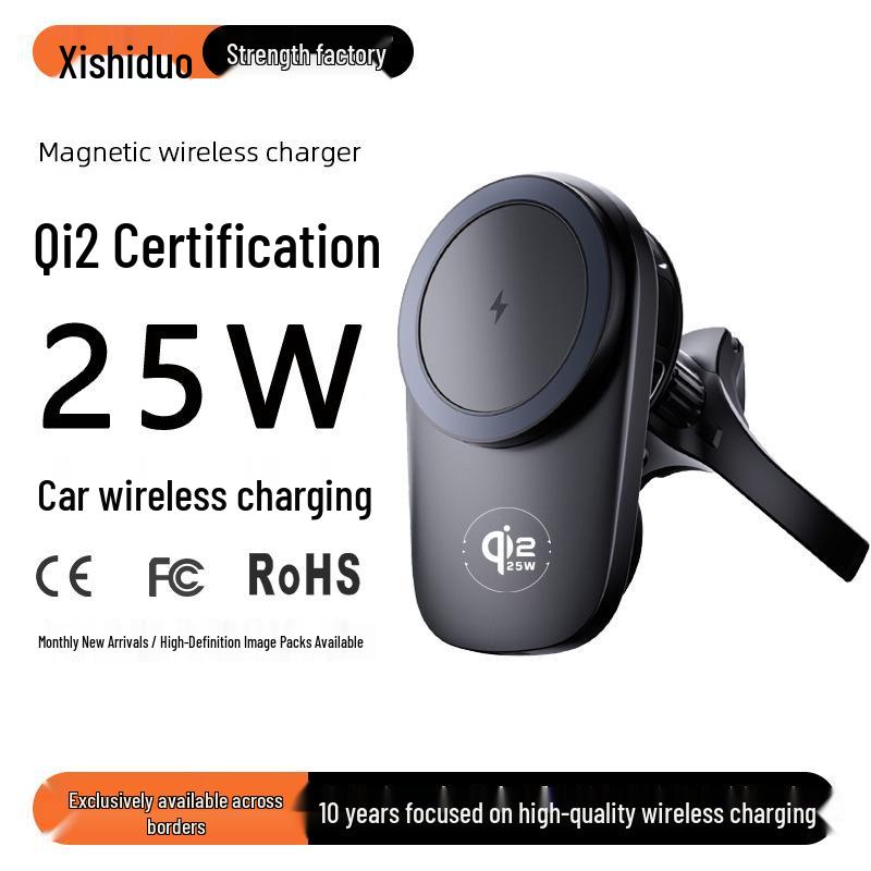 In Stock Automotive 25W Qi2 Semiconductor Cooled Wireless Fast Charger & Mount