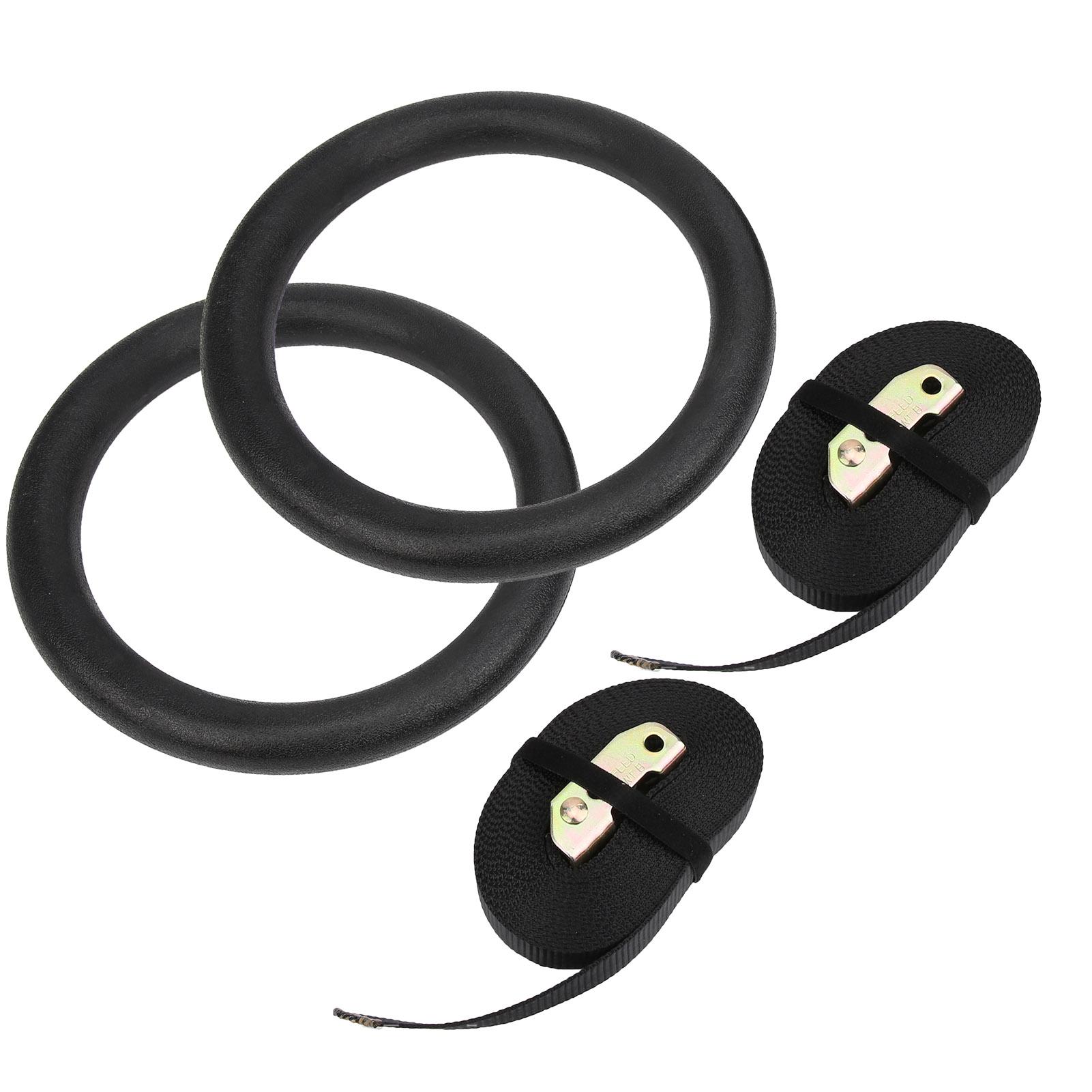 1Pair Exercise Gymnastic Hanging Rings Strength Training Indoor Fitness Supply Black