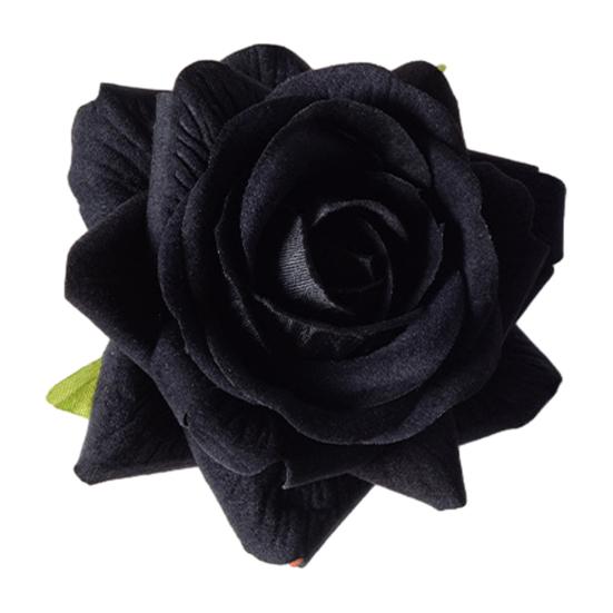 Искусственная головка цветка розы Мягкая 1,5  Реалистичная на ощупь Маленькая головка искусственного цветка чёрный