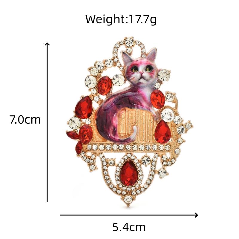 Cat Badge for Women Unisex Rhinestone Enamel Animal Party Brooch Pins Christmas Gifts