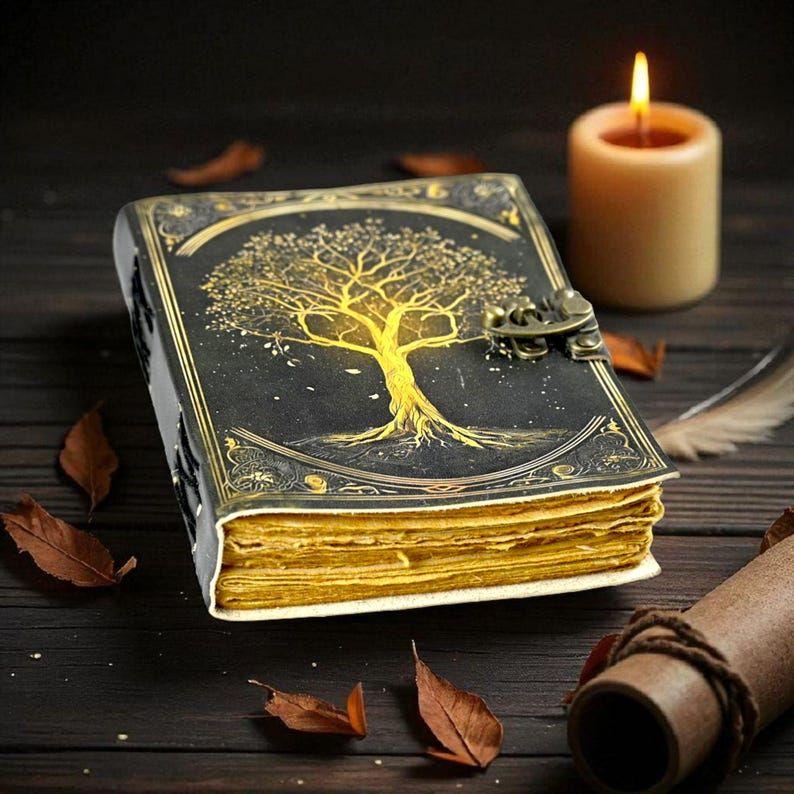 Diario Grimorio de Cuero Árbol de la Vida:  Libro de las sombras