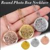 Gift Three-dimensional Carving Chain Friend Necklace Photo Picture Locket Round Shaped Pendant