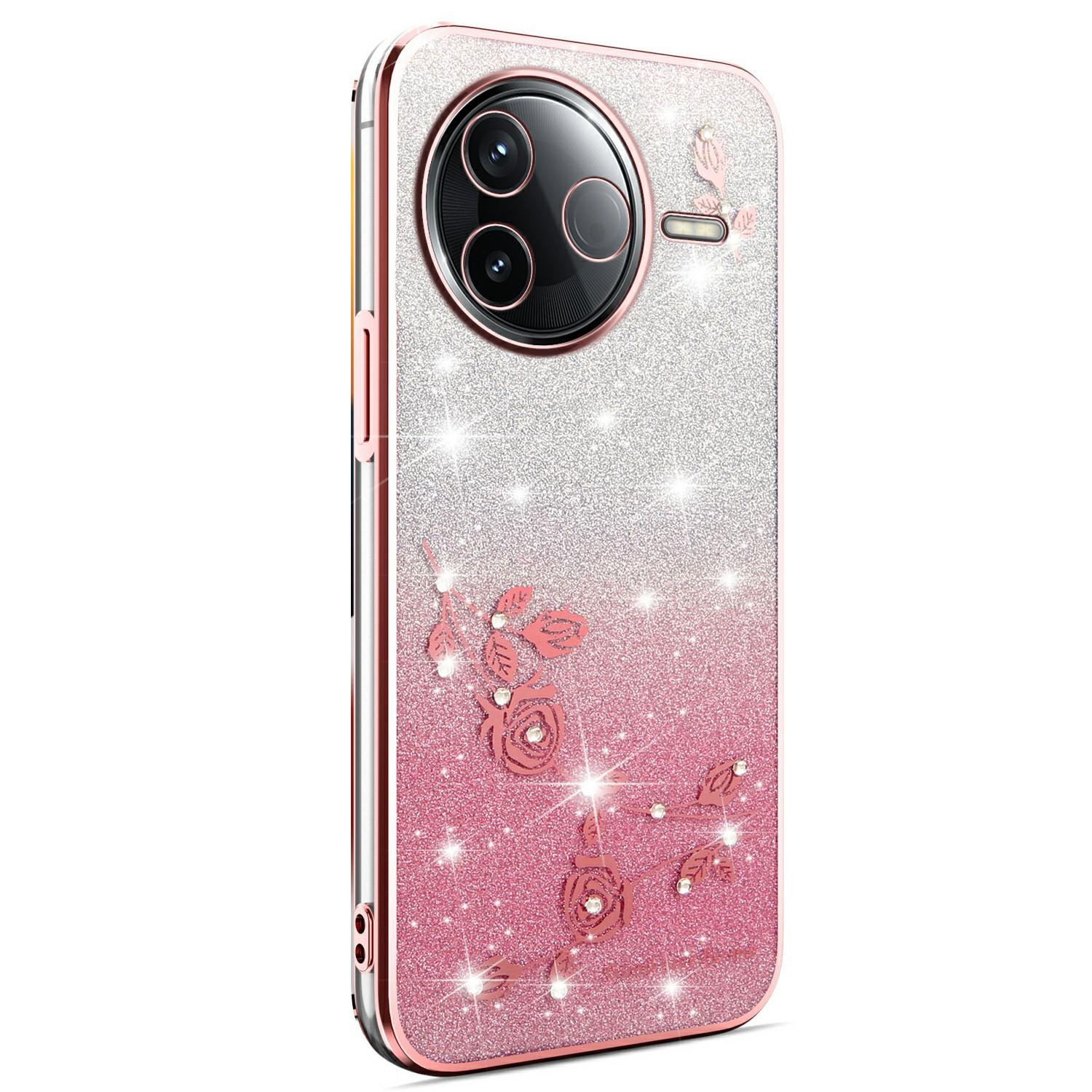

KADEM For Xiaomi Civi 5 Pro 5G Case Flower TPU Flexible Gradient Phone Cover Rose Gold