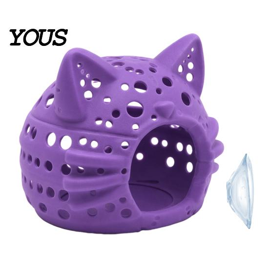 Aquarium Landscaping Decor Shrimp Cave, Cat Head Fish Hideout with Suction Breeding Box Cup, Decorative Cave for Betta Tanks Hiding
