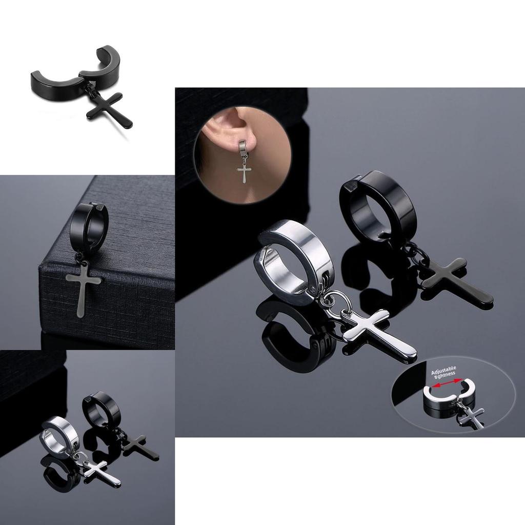 Kreuzanhänger Ohrring Climber Mit Poliertem Edelstahl Für Männer Frauen