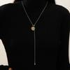 Vintage Heart-Shaped Stone Pendant Necklace for Women Fashion Adjustable Pull-Out Tassel Y-Shaped Necklace Charm Jewelry Gifts