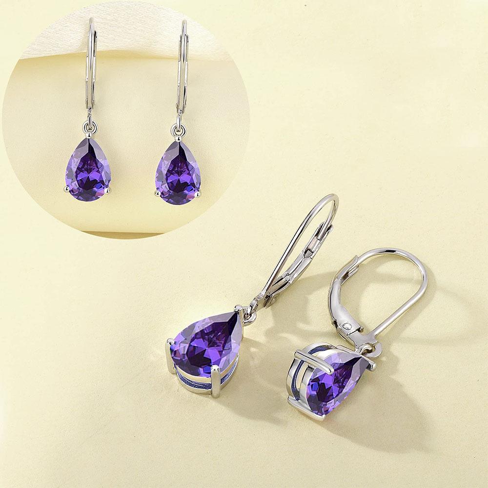 Copper Inlaid Zircon Teardrop Earrings, 925 Sterling Silver, European American Fashion, Women's Gift