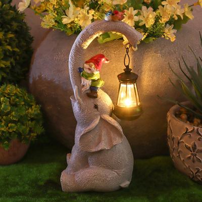 Solar-powered Elephant Fairy Lantern Animal Resin Craft Figurine Garden Decoration Creative Outdoor Light