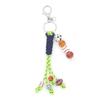 Pack of 4 Handwoven Keychains With Basketball Baseball Football Designs Wood Beads for Sports Enthusiasts Portable Accessories