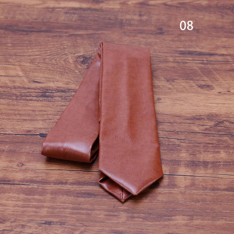Neue Mode PU-Leder Krawatten für Männer Reine Solide Schwarz Weiß Krawatten 5,5 cm Schmale Krawatte Hochzeitsfeier Business Anzug Zubehör
