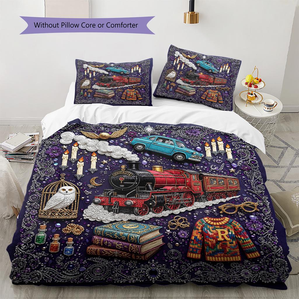 Diamond Embroidery Style Pattern Bedding Quilt Set Home Decoration Gift (1 * duvet cover + 2 * pillowcase without core)