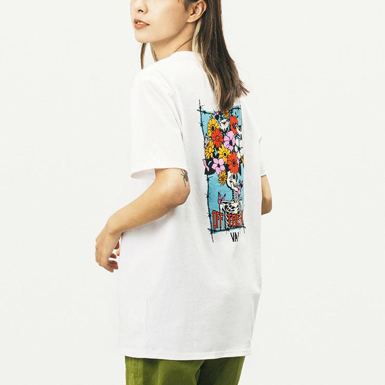 Vans Skull Print Short Sleeve T-Shirt Women Tops White VN0A5F1UWHT