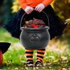 Halloween Candy Bowl Decorations  Black Plastic Cauldron Bowls with Iron Rack, Halloween Party Decorations Candy Bucket