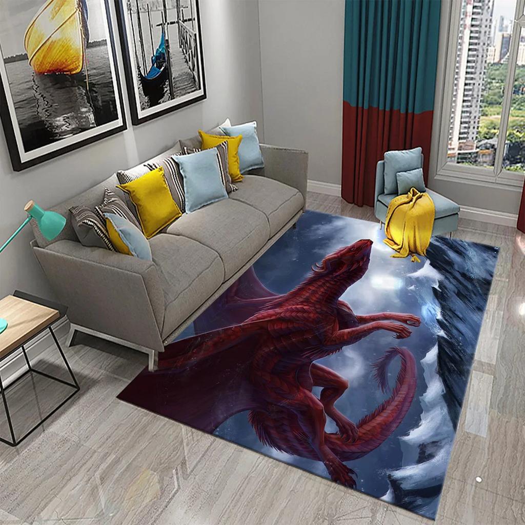 3D Dragon Carpet for Balcony Living Room Children Bedroom Bathroom Kitchen Door Entrance Non-slip Rugs Floor Mat for Home Decor