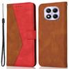 For Xiaomi Redmi Note 14 Pro 4G Case Color Splicing Wallet Stand Leather Phone Cover with Wrist Strap