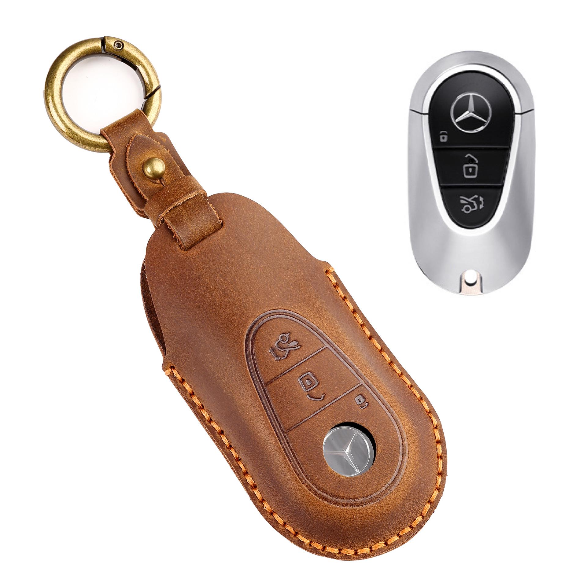 

Премиальный чехол для ключа из натуральной кожи для Mercedes-Benz S-класса, E-класса и C-класса коричневый