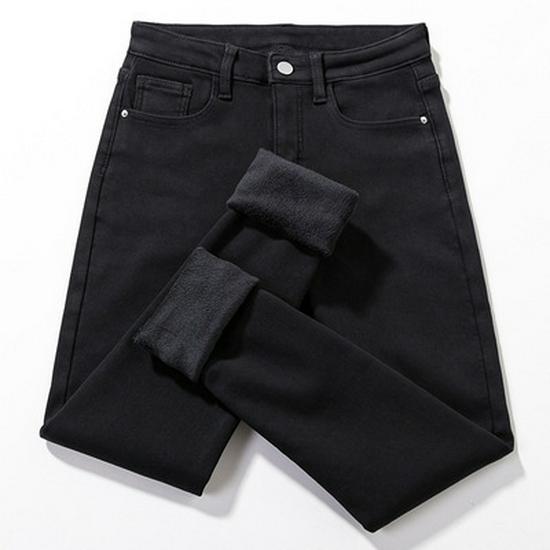 

Вельветовые джинсы с высокой талией в корейском стиле: Теплые, Эластичные, Облегающие Брюки-карандаш для Женщин - Идеально подходят для Осени и Зимы 28