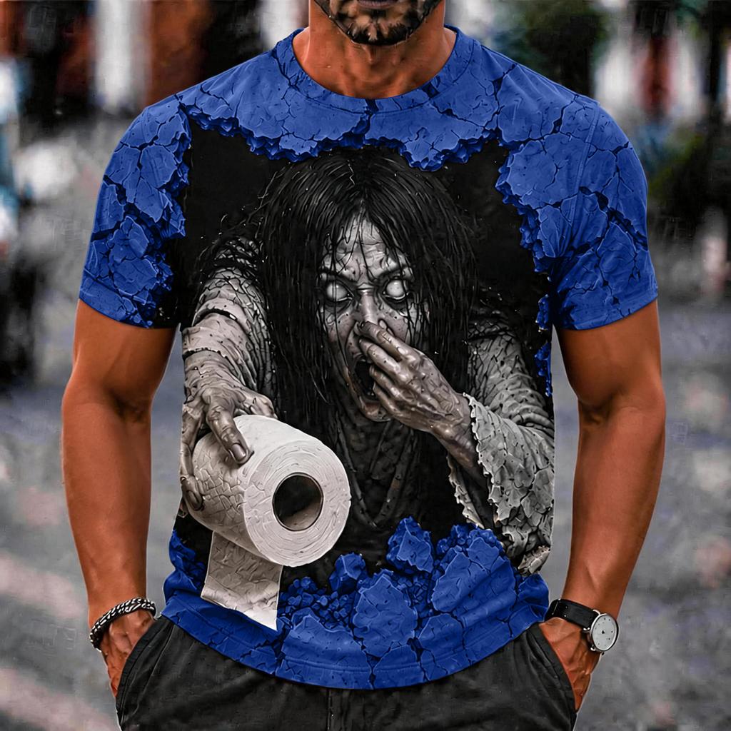 Men's Funny Halloween Printed T-Shirt for Costume Party