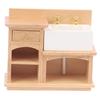 1/12 Wooden Wash Basin Cabinet with Ceramic Hand Sink Miniature Furniture Toys for Dollhouse Bathroom Kitchen Decoration