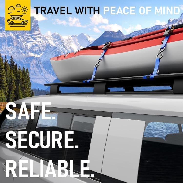 Reinforced Ratchet Strap Tie Downs 2200Lbs Break Force Antislip Handles For Outdoor Equipment Hauling