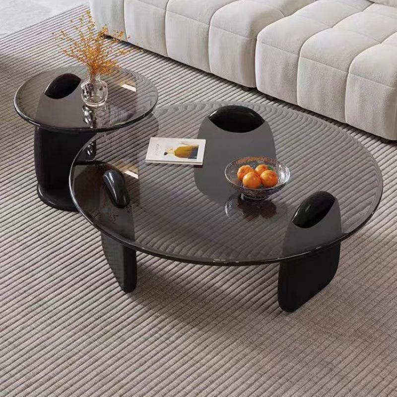 Nordic Minimalist Round Tempered Glass Coffee Table for Living Room - Elegant Light Luxury Italian Style for Small Apartments