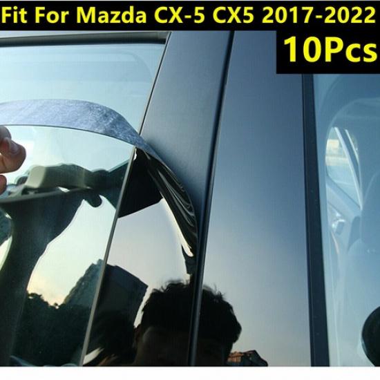 Black Window Pillar Posts Door Decal Window Cover Kit For Mazda CX-5 2017-