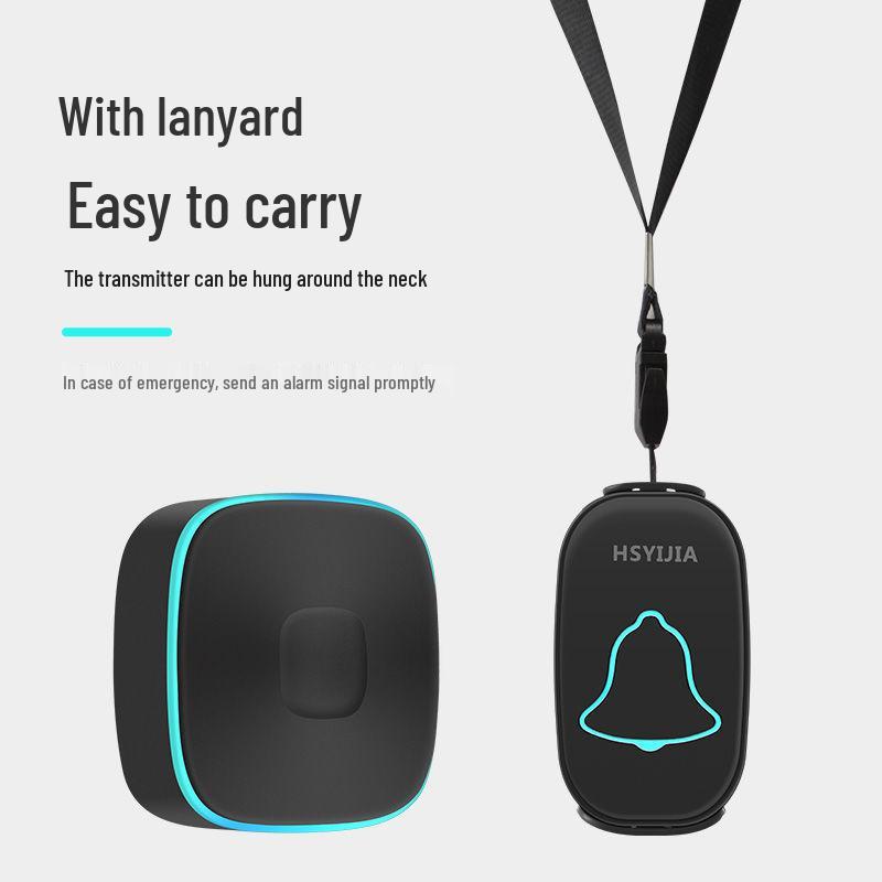 Беспроводной дверной звонок и кнопка экстренного вызова для пожилых - Прикроватный пейджер с ремешком