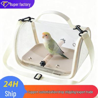 Parrot Outing Foldable Crossbody Bird Backpack - Transparent Travel Cage for Cockatiels and Small Pets