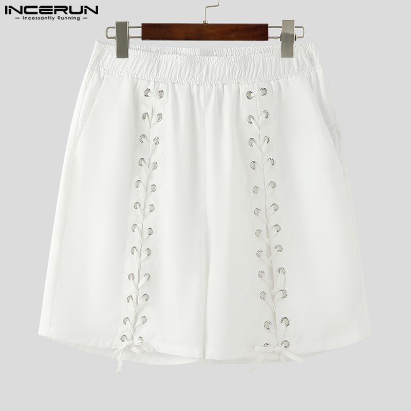 INCERUN Short décontracté à lacets pour homme avec taille élastique et bande latérale