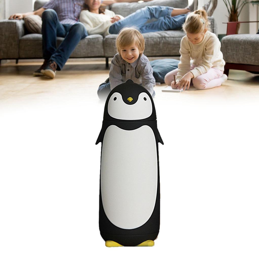 Water Bottle Penguin Design Heat Insulation 300ml Portable Water Cup for Outdoor Black