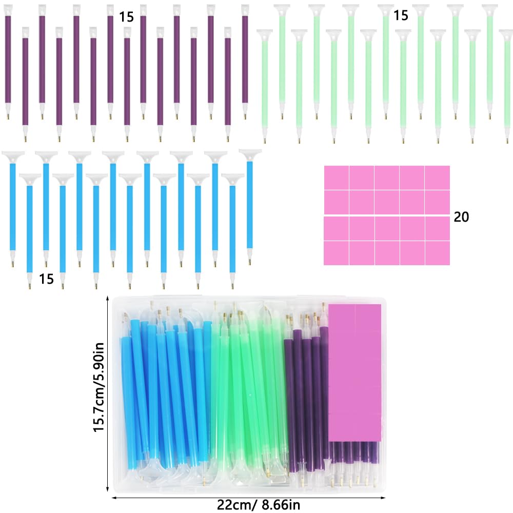 AIFUDA Diamond Art Painting Tools - 45 Diamond Pens & 20 Adhesive Clay for DIY Diamond Painting