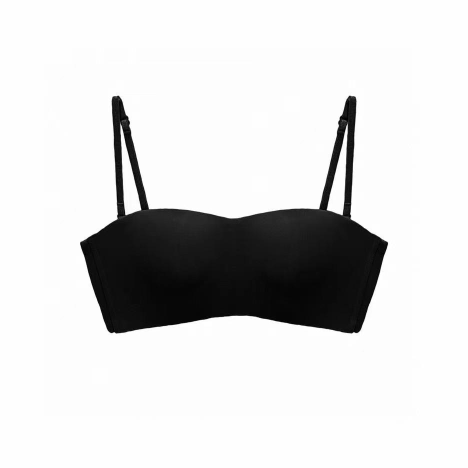 

Sexy beauty back glossy underwear women s removable shoulder straps Thin small breasts gather without traces and close sub-breasts bra bra 32/70 BC cup чорний