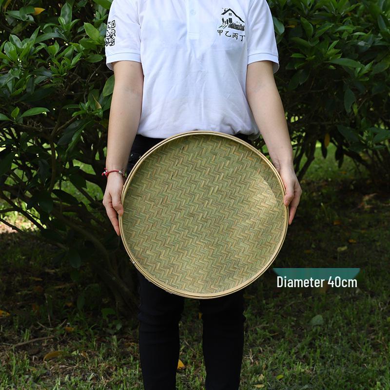 Bamboo Woven Drying Basket Farmhouse Green Round Sieve Tray