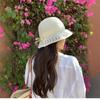 Spring and Summer White Hollow Knitted Bucket Hat Women's Sunscreen Sunshade Basin Hat Versatile Face Small Literary Style Hat