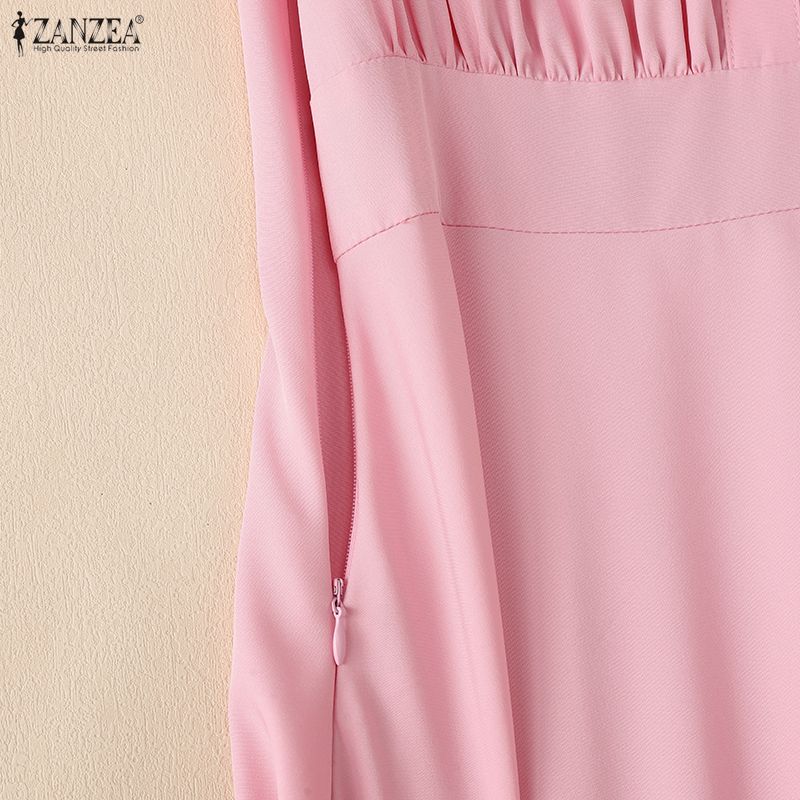 ZANZEA Lässiges Umlegekragen-Sommerkleid mit kurzen Ärmeln für Damen