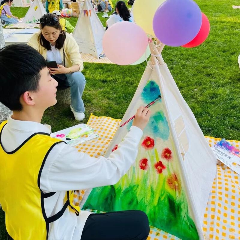 Children's Graduation Season DIY Canvas Tent Kit for Indoor/Outdoor Play & Kindergarten Decoration