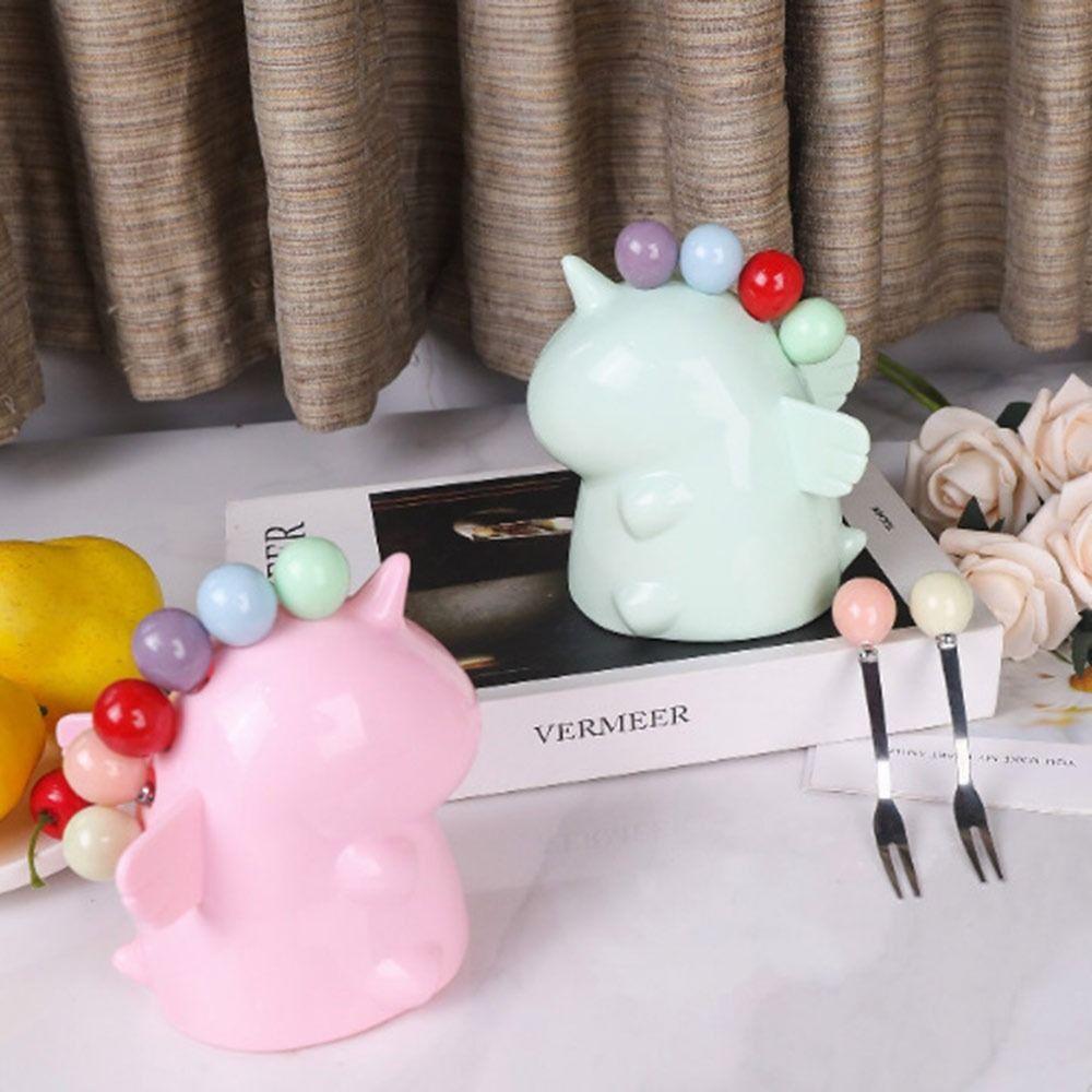 Creative Plastic Fruit Forks Colorful Mini Dessert Fork with Storage Tank Cake Forks Set Household Stainless Steel Decoration