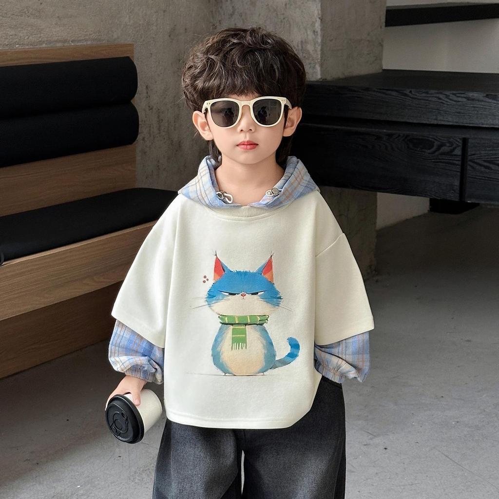 Boys' Korean-Style Two-Piece Sweatshirt & Jeans Set - Stylish Autumn 2025 Collection