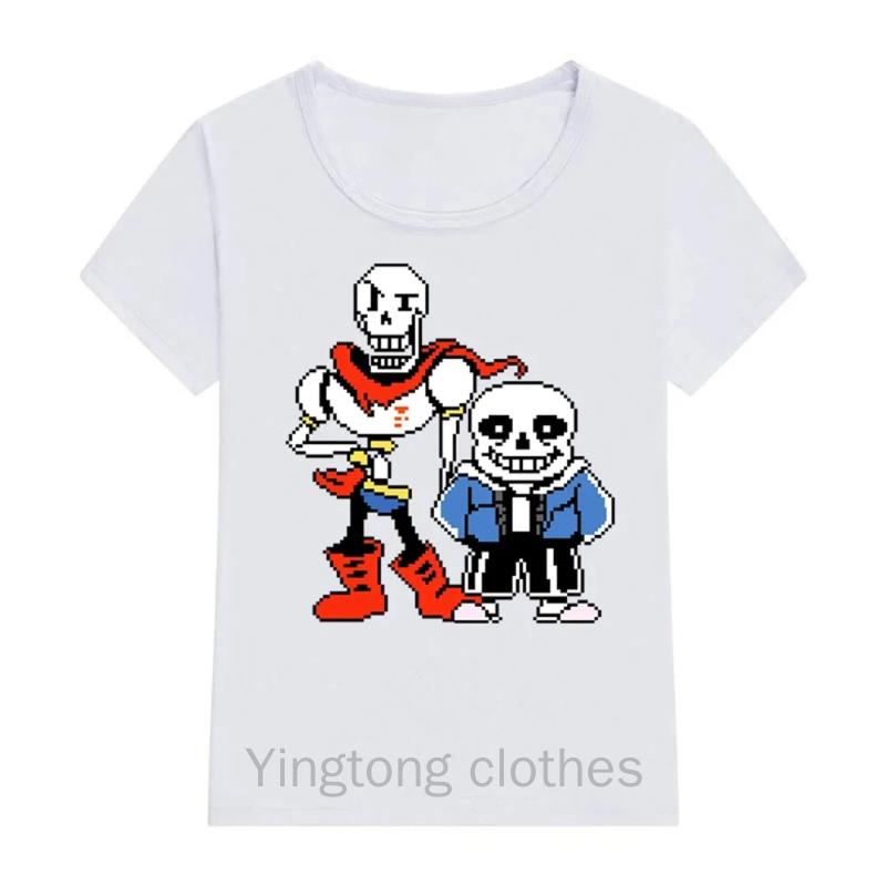 Undertale Sans and Papyrus T-Shirt Kids Clothing Crew Neck Top Casual Printed Graphic Short Sleeve Pixel Graphic Womens Y2K Top